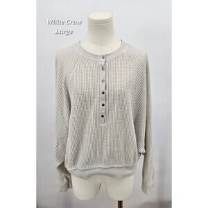 White Crow Waffleknit Henley with Dolman Sleeves